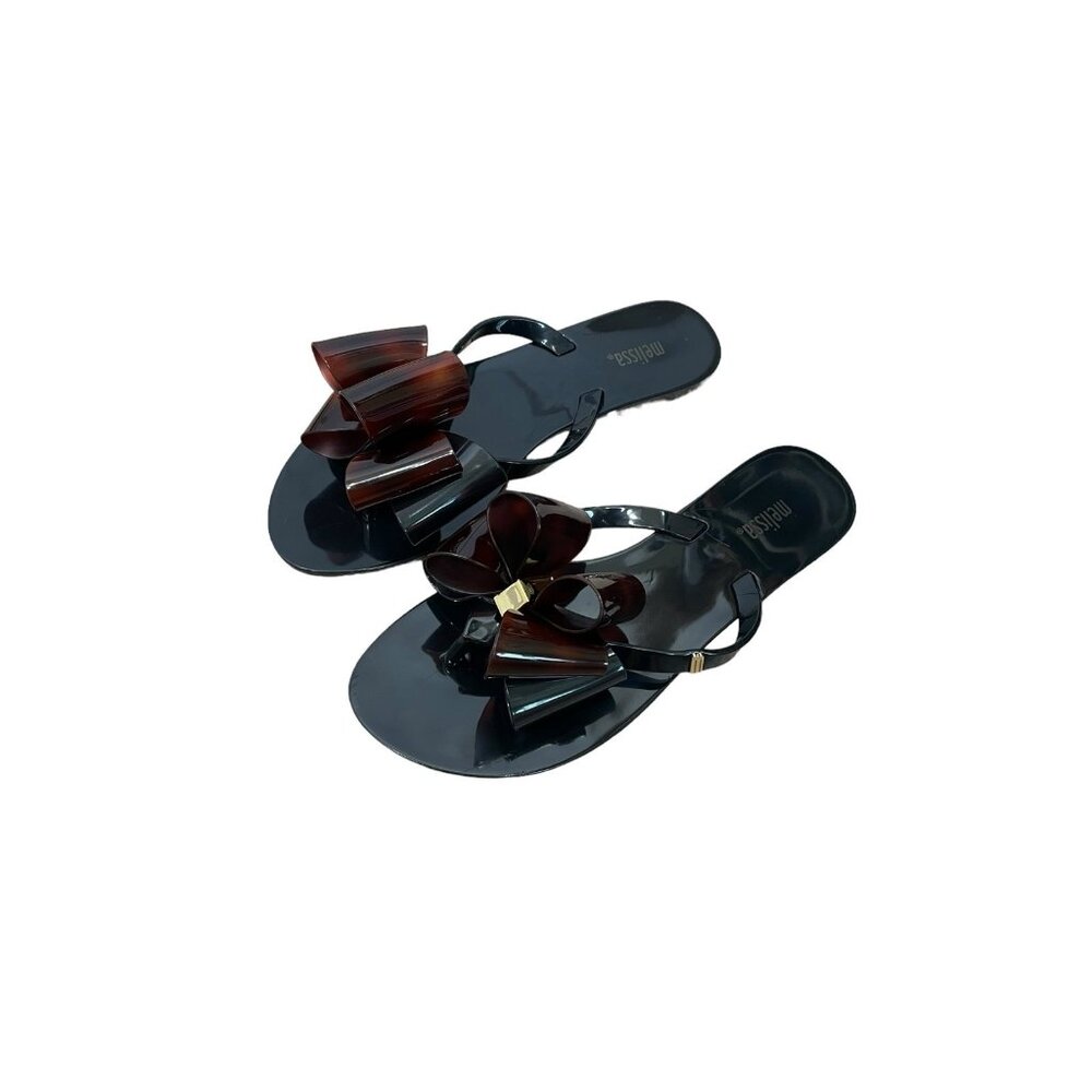 Melissa Harmonic Bow Sandals Black Brown Womens Size 6